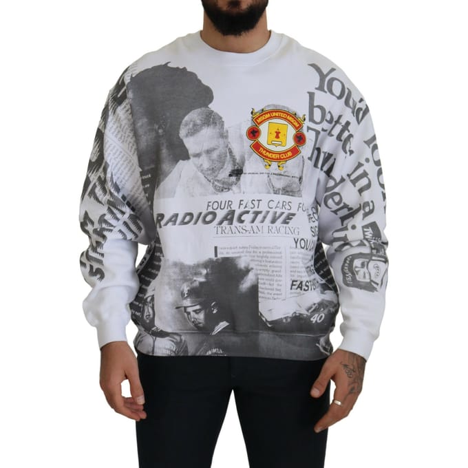 Ronde Hals Sweater met Collage Print