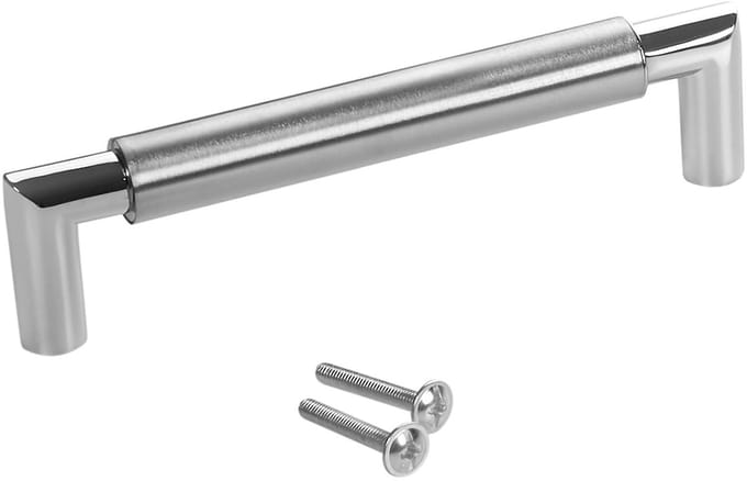 10 x SOTECH meubelgreep kastgreep E9 echt roestvrij staal BA 128 mm / Ø 16 mm met verchroomde sokkels / Design meets function