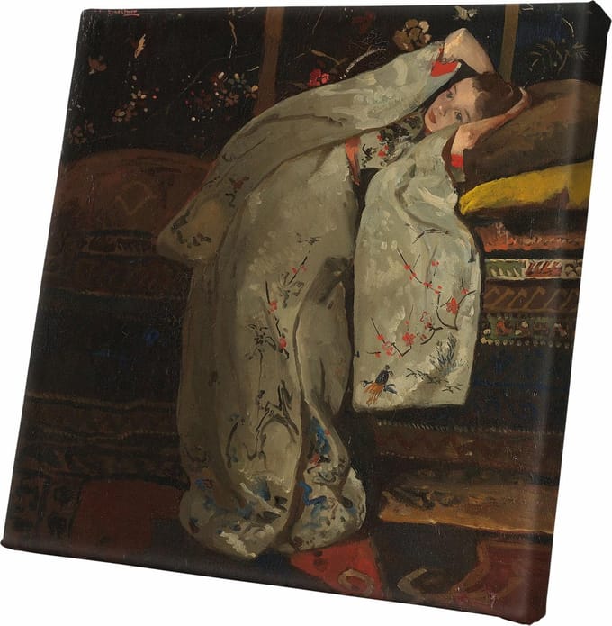 Canvasdoek - Schilderij - Meisje In Witte Kimono George Hendrik Breitner Oude Meesters - Multicolor - 60 X 60 Cm
