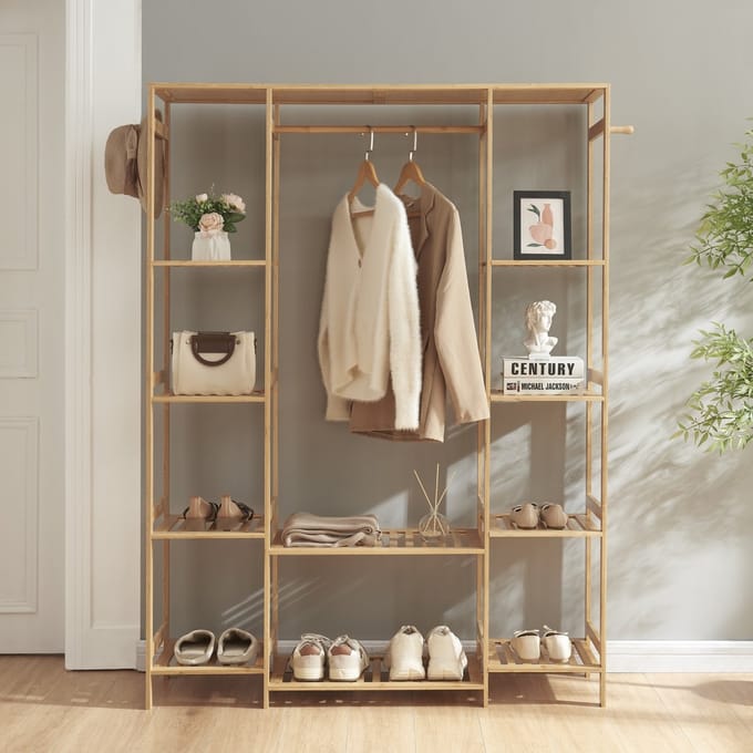 Kledingkast Ilomantsi bamboe open kast 165x122x35 cm