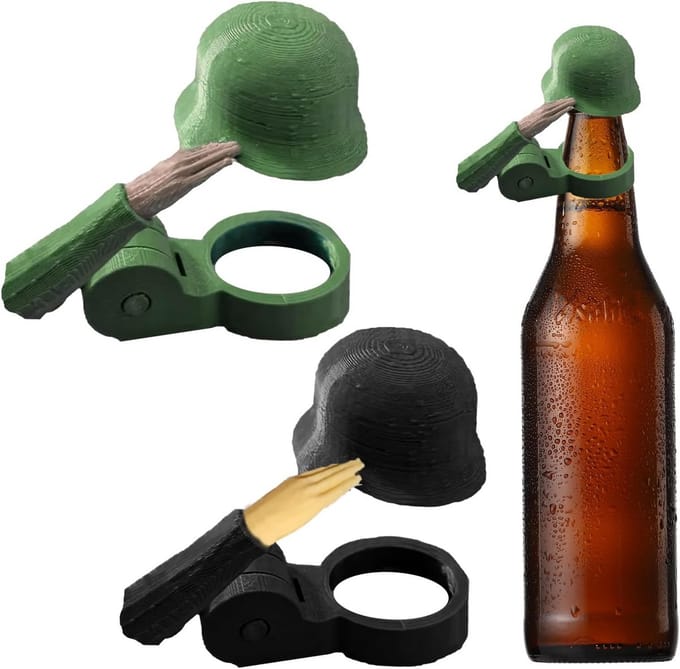 Grappige Bierhelm Flessendop Houder Soldaat Salute Stijl - Set van 2 Herbruikbare Doppen