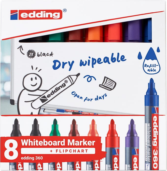 Whiteboardmarker edding 360 rond 1.5-3mm ass | 6 stuks