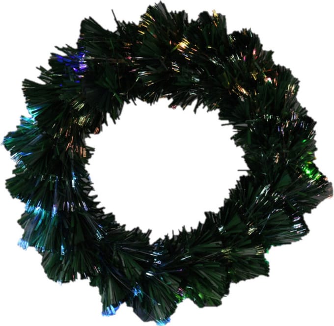 Christmas Decorations Fiber optic kerstkrans - gekleurde knipperende LED lampjes - D50 cm