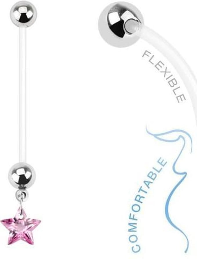 Fako Bijoux® - Zwangerschapspiercing - Ster - Roze