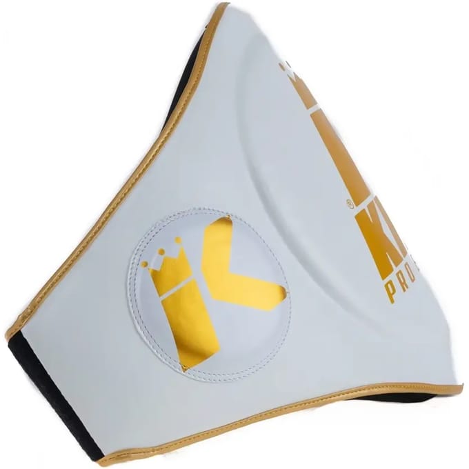 King Pro Boxing (KPB) Belly Pad – White/Gold – Coach Belly Protector voor Kickboksen & Muay Thai -