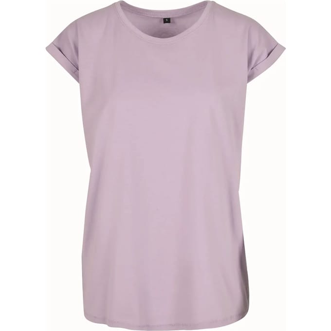 Build Your Brand - Extended Shoulder Dames T-shirt - Lilac maat S