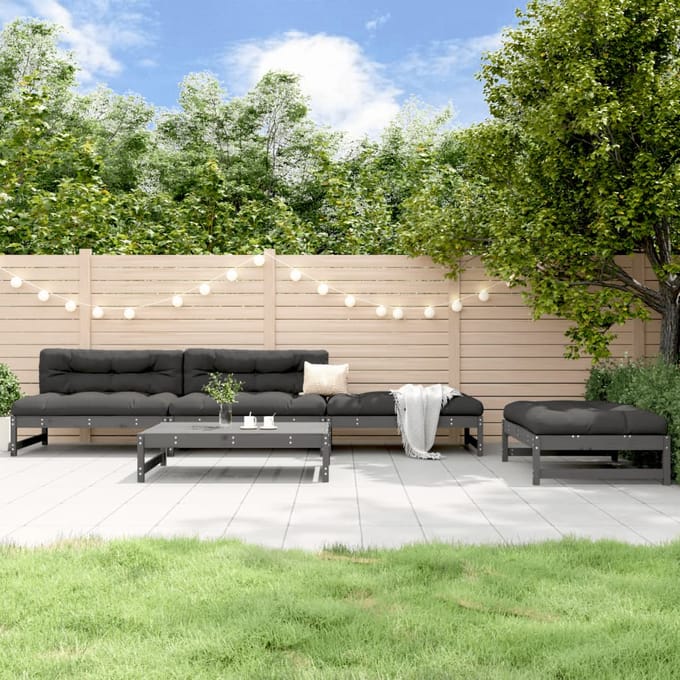 vidaXL - 5-delige - Loungeset - massief - grenenhout - grijs