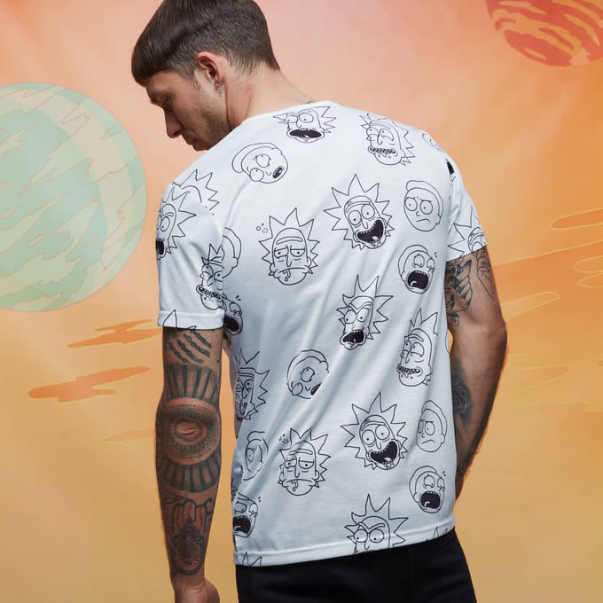 Rick and Morty Faces all-over-print t-shirt - Wit - XXL