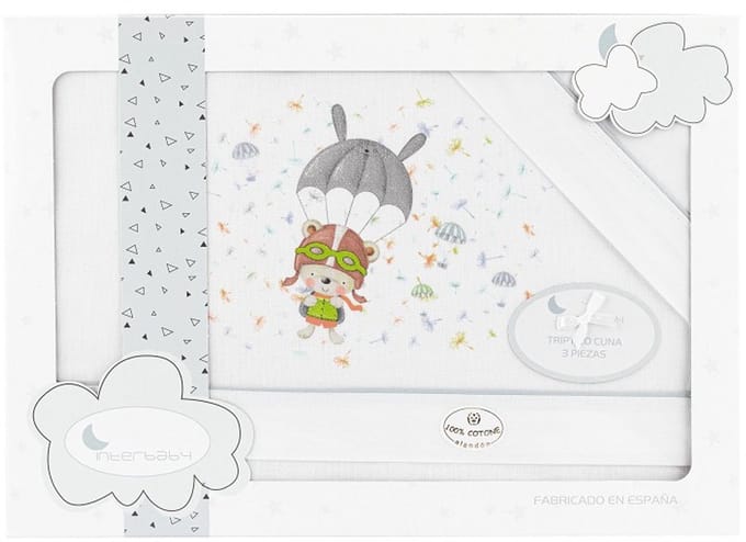 Interbaby Bedtextiel Parachute 120 Cm Katoen Grijs 3-delig