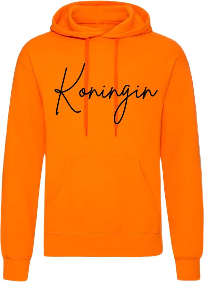 Koningsdag hoodie dames-Oranje-Koningin-Maat M