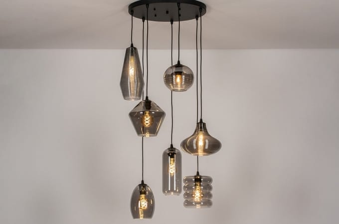 Lumidora Hanglamp 73958 - NAPELS - 7 Lichts - E27 - Zwart - Metaal - ⌀ 65 cm