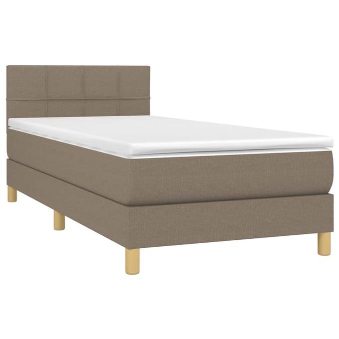 vidaXL - Boxspring - met - matras - en - LED - stof - taupe - 80x200 - cm