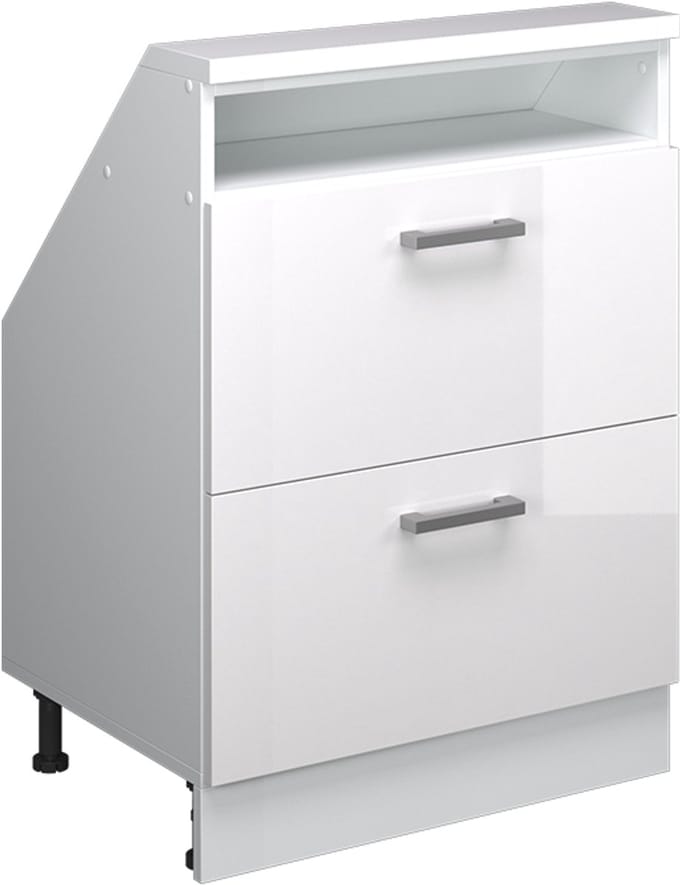 Vicco Rion Kast voor schuine wand – met 2 laden Wit hoogglans/wit