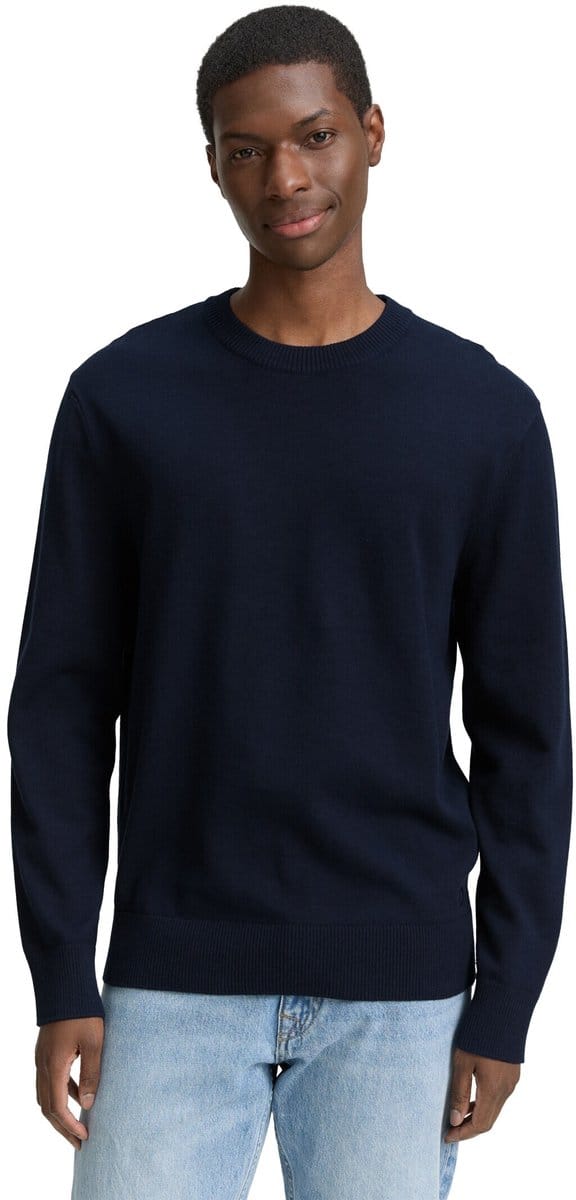 Tom Tailor Denim - Basic gebreide trui van katoen - Maat XXL - dark navy