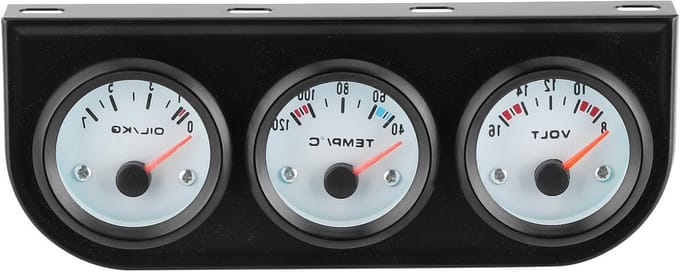 Triple Meter Set voor Auto en Boot - 52mm Water Temperatuur, Voltmeter en Oliedrukmeter - Universele 12V Dashboard Instrumenten voor Benzinevoertuigen