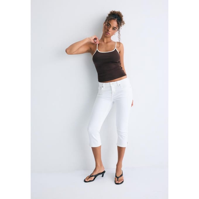 Stradivarius B07 Ribgebreide top met bandjes  Bruin S