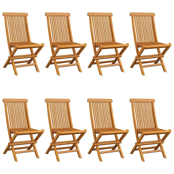 vidaXL - Opklapbare - stoelen - met - rode - kussens, - 8 - stuks, - massief - teakhout