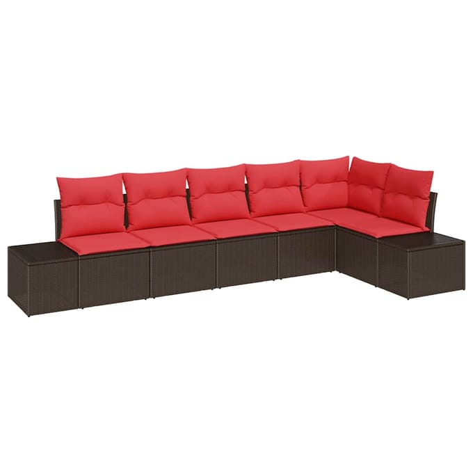 vidaXL Tuin Sofa Set 6 st Bruin poly rattan