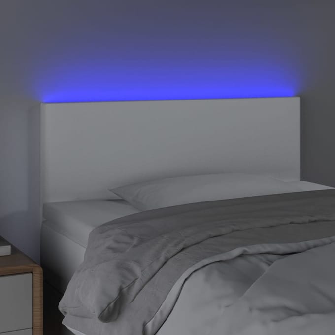 vidaXL - Hoofdbord - LED - 90x5x78/88 - cm - kunstleer - wit