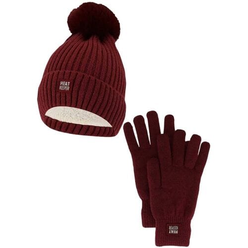 Heatkeeper Dames Winter Thermo Set - Muts + Handschoenen - Burgundy - One Size