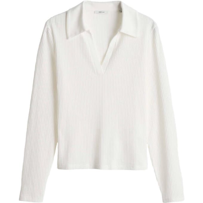 Shirt met lange mouwen van viscosemix met polokraag model 'Seti'