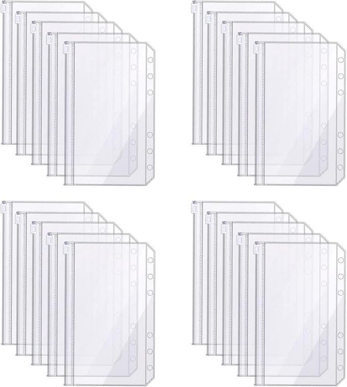 Solidchoice - Set van 20 A6 Ringbinders met Rits en Transparante Mappen