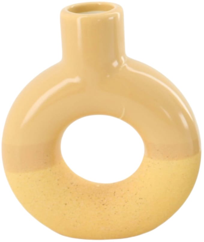 Vase ceramic 12.9x3.9x15cm zand kleur