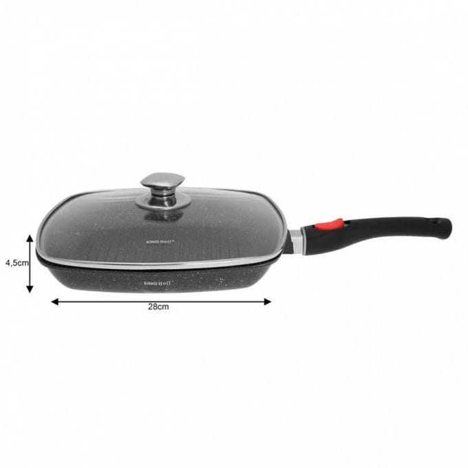 Kinghoff 1511 grillpan - 28x28 cm - marble coating - inductie