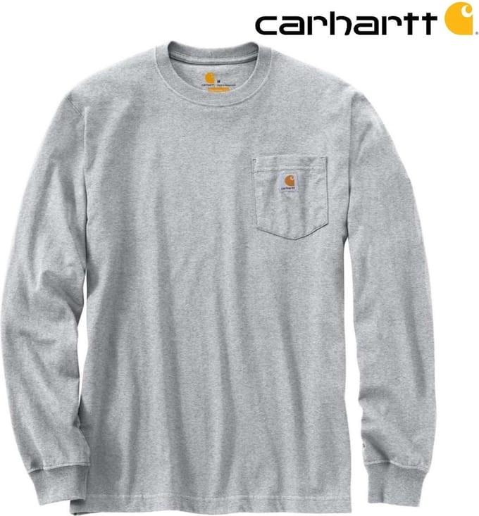 Carhartt - Pocket T-Shirt lang mouw - Heren - Heather Grey - Maat S (valt als M)