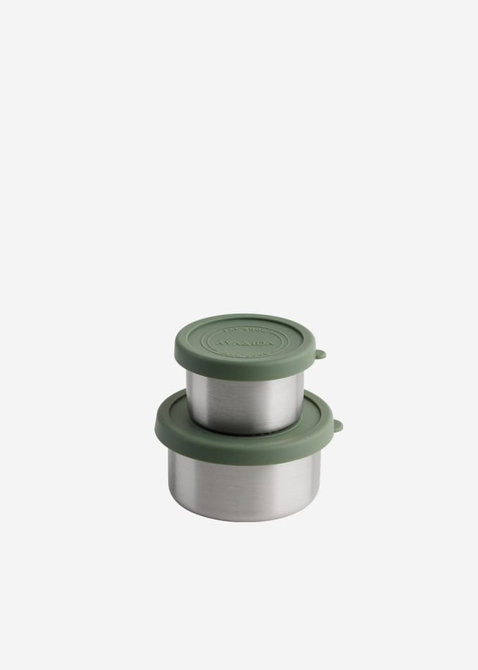 AYA&IDA - SET Snack Containers - lunchbox - pillendoosje - set voedselcontainer - granola container - 100ml + 200ml - Tropical Green