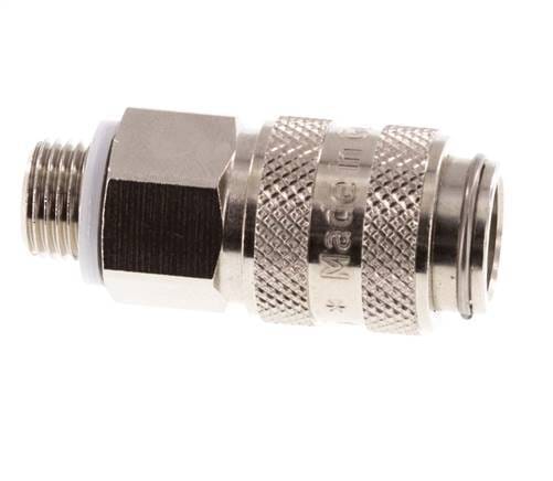 Vernikkeld Messing DN 5 Luchtkoppeling Snelkoppeling G 1/8 inch Buitendraad Double Shut-Off - CLS5-M-BN-SV-018