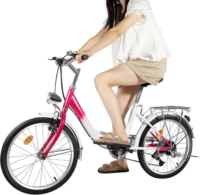 Kinderfiets - Stadsfiets - Comfortabel Fietsen - 6 Versnellingen - 20 Inch - Roze