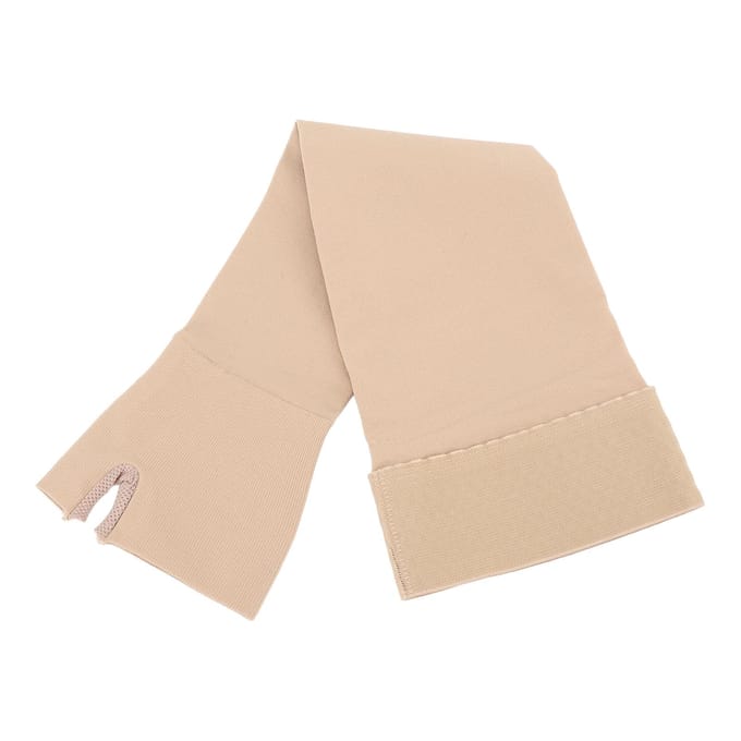 Compressie Armmouw 30-40mmHg Graduele Compressie Volledige Armondersteuning Ademende Armband met Duim- en Handpalmondersteuning beige