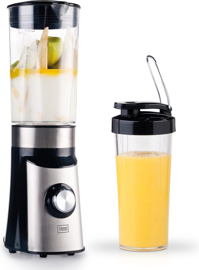 Trebs 99242 Blender to Go - RVS-Zwart - Inclusief 450 ml Drinkbeker - 350W