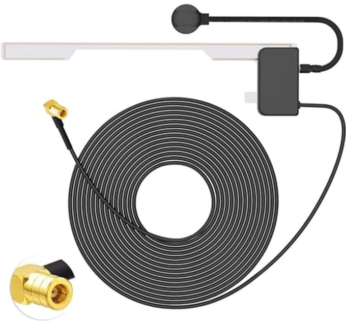 DAB Car Antenne met SMB Adapter en Glazen Houder - 3m DAB Venster Antenne voor Auto