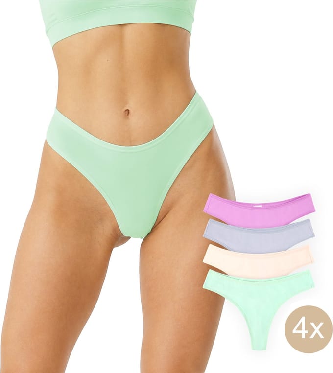 Calzera 4 Katoenen Dames Strings - Ultiem Comfort - Mix Kleur - Maat M
