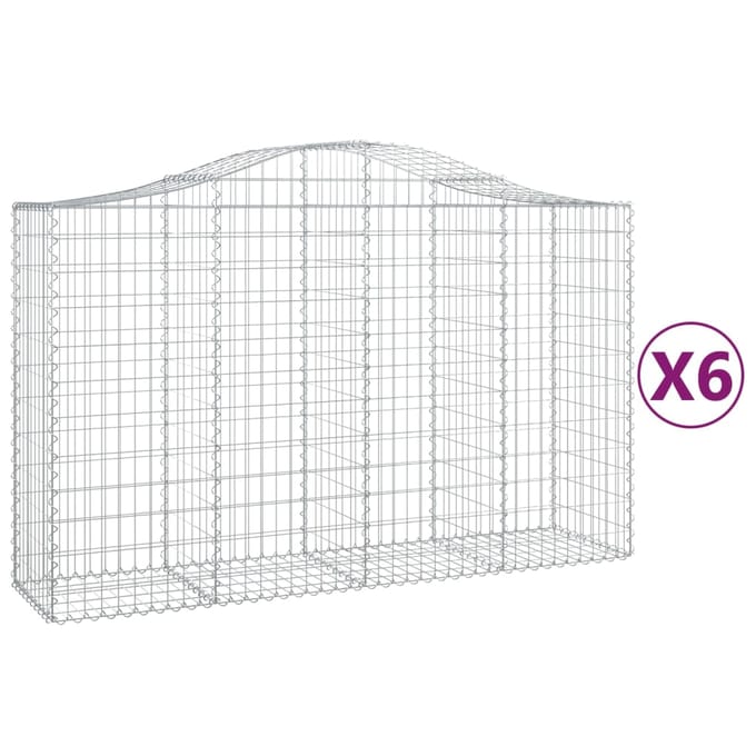 vidaXL - Schanskorven - 6 - st - gewelfd - 200x50x120/140 - cm - ijzer