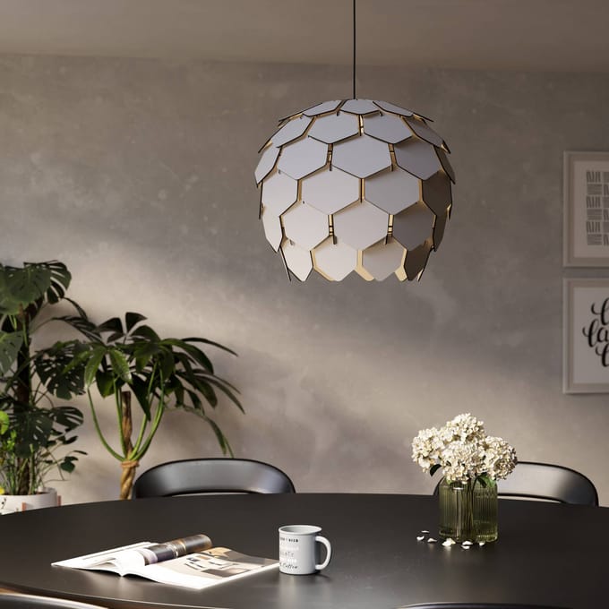 EGLO Hanglamp Mattanza met grijze kap