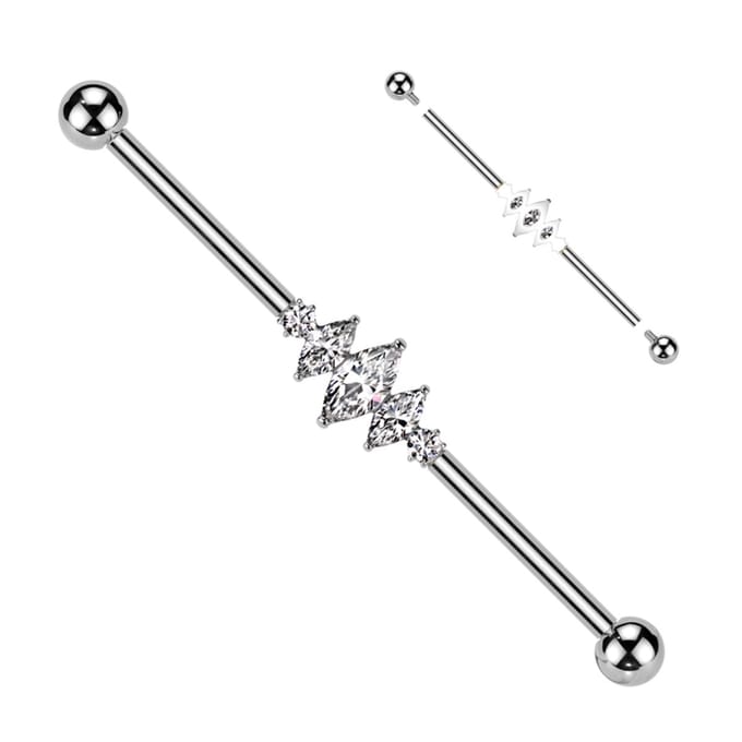 Industrial piercing titanium big marquise - zilver - LMPiercings