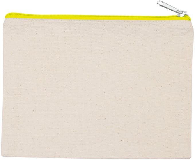 Kimood Tasje van canvaskatoen - middelgroot model KI0721 - Natural / Fluorescent Yellow - One size