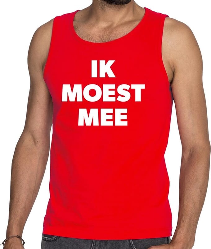 Ik moest mee tekst tanktop/mouwloos shirt rood voor heren M