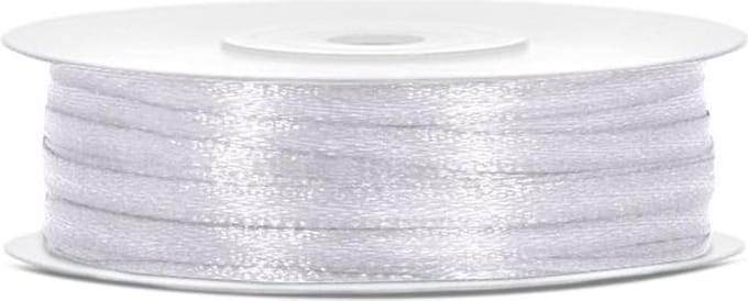 PartyDeco - Satijn lint Wit 3mm/rol 50m