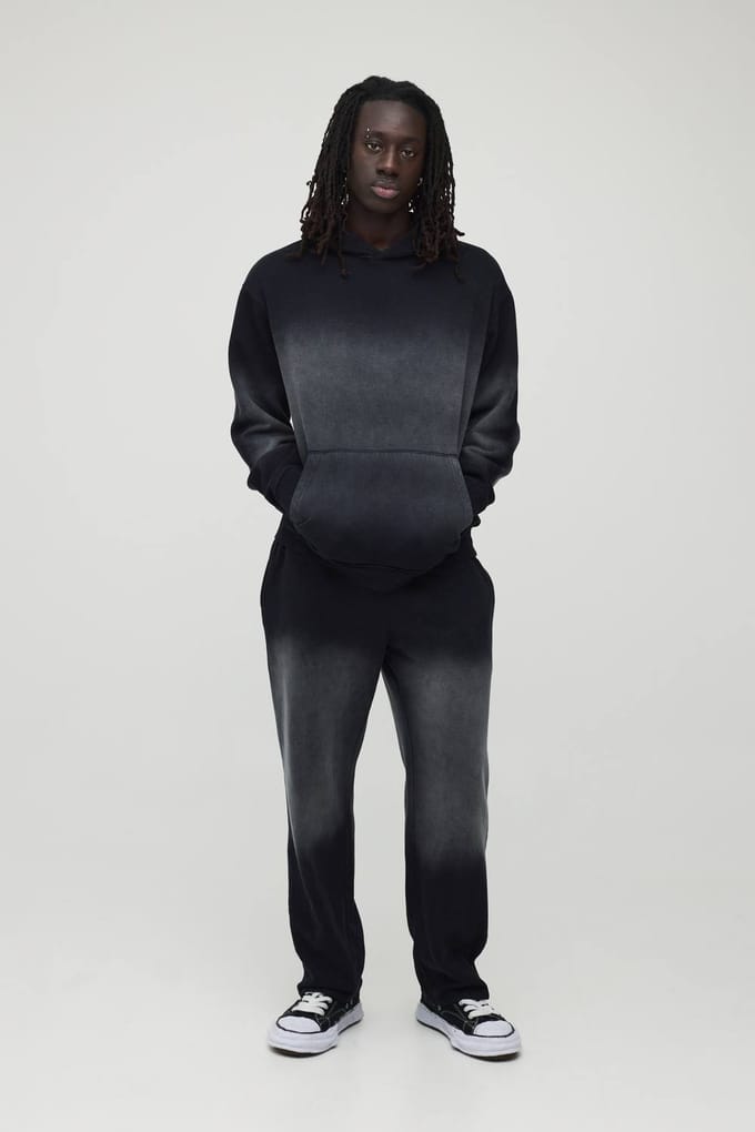 Oversized Panel Wash Trainingspak Met Capuchon | Black | Size Large