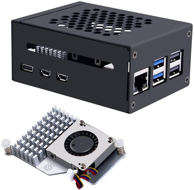 Dailygoody - Raspberry Pi 5 Behuizing - Actieve Koeler - Bescherming en Koeling - Metalen Behuizing - Geschikt voor Raspberry Pi 5 - Model KZ-002