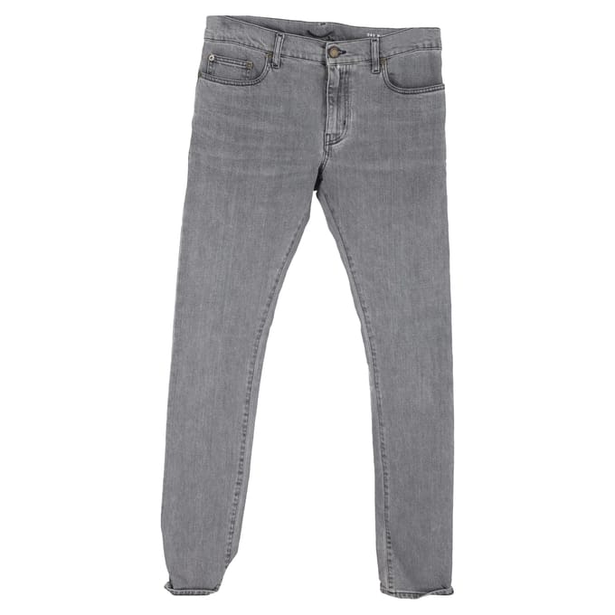 Saint Laurent Slim Fit Jeans in grijze katoenen denim