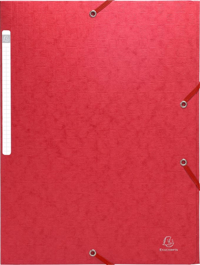 Exacompta 50x Scotten Elastomap + 3 kleppen in gewafeld glanskarton 425g/m2 - A4 - Rood - 55755E