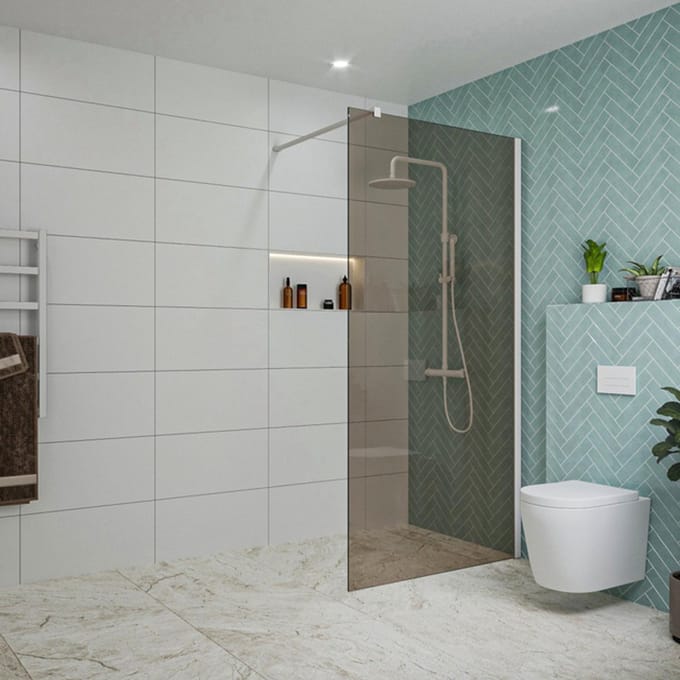 FugaFlow Eccelente Vetro inloopdouche badkamer - 100x200cm - rookglas - wandarm - mat wit