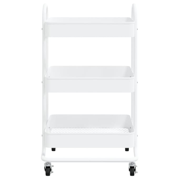 vidaXL - Trolley - 3-laags - 43x34x79 - cm - staal - wit