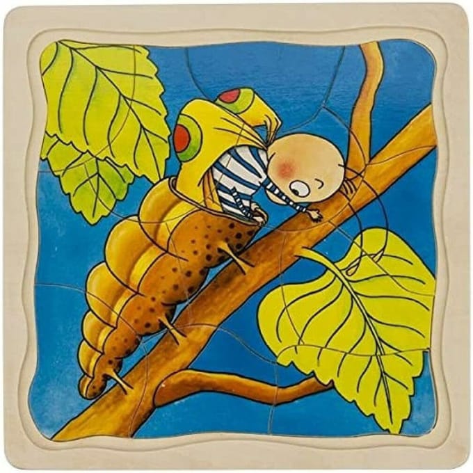 Puzzel: VLINDER 20x20x1,5cm, 4 lagen, 44-delig, hout, 3+