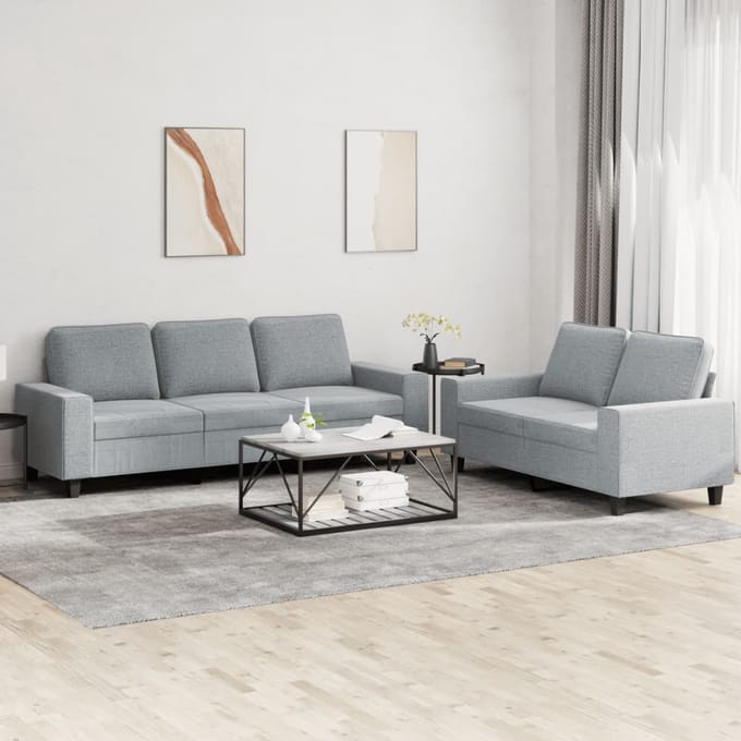 vidaXL - 2-delige - Loungeset - stof - lichtgrijs